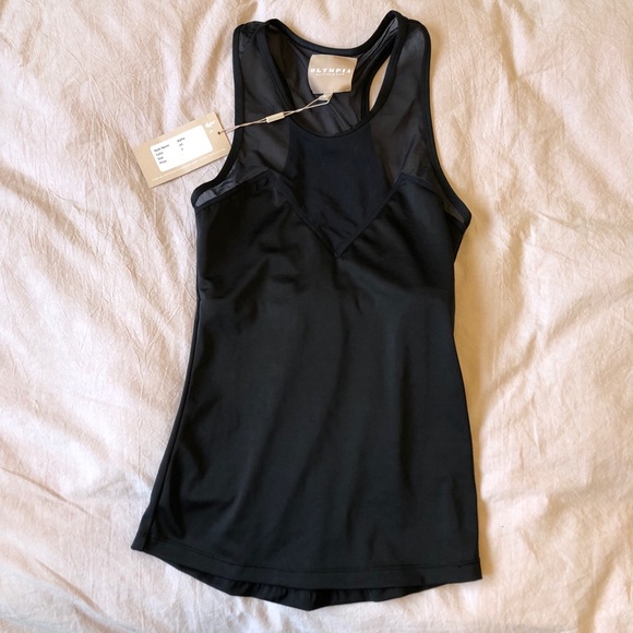 NWT. OLYMPIA Bra Tank with mesh detail. Black. S - Picture 3 of 6